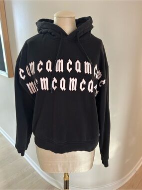 McQ by Alexander McQueeb Black Unisex Graphic Hoodie with Repeating logo